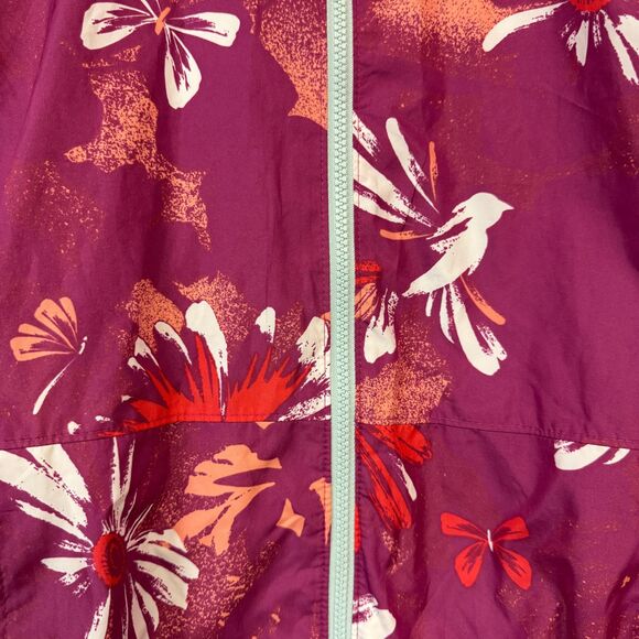 Columbia Windbreaker Jacket Girl Large 14-16  Reversible Pink Floral Mint Summer - Picture 5 of 8